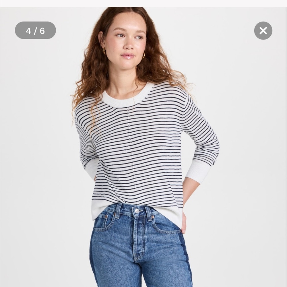 Club Monaco Linen stripe crewneck